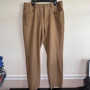 FLX Premium Chino Pants Men's 38X32 Beige High-Rise Stretch Straight Leg Classic